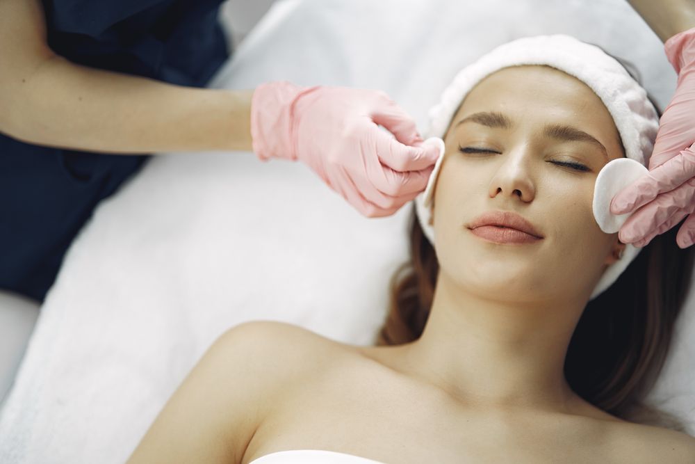 Facial treatment in progress at a wellness clinic