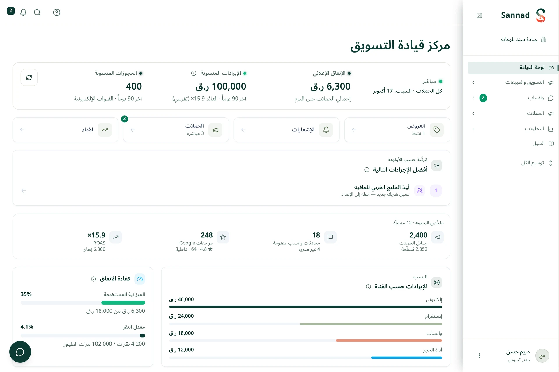 مركز إدارة التسويق في سند