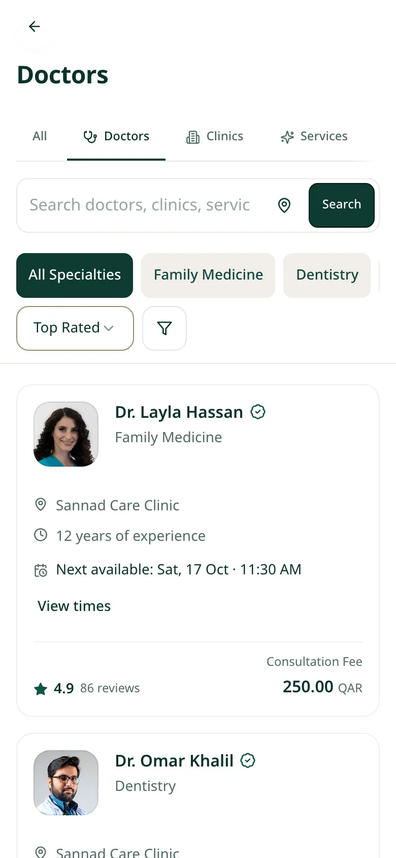 Filter and compare practitioners