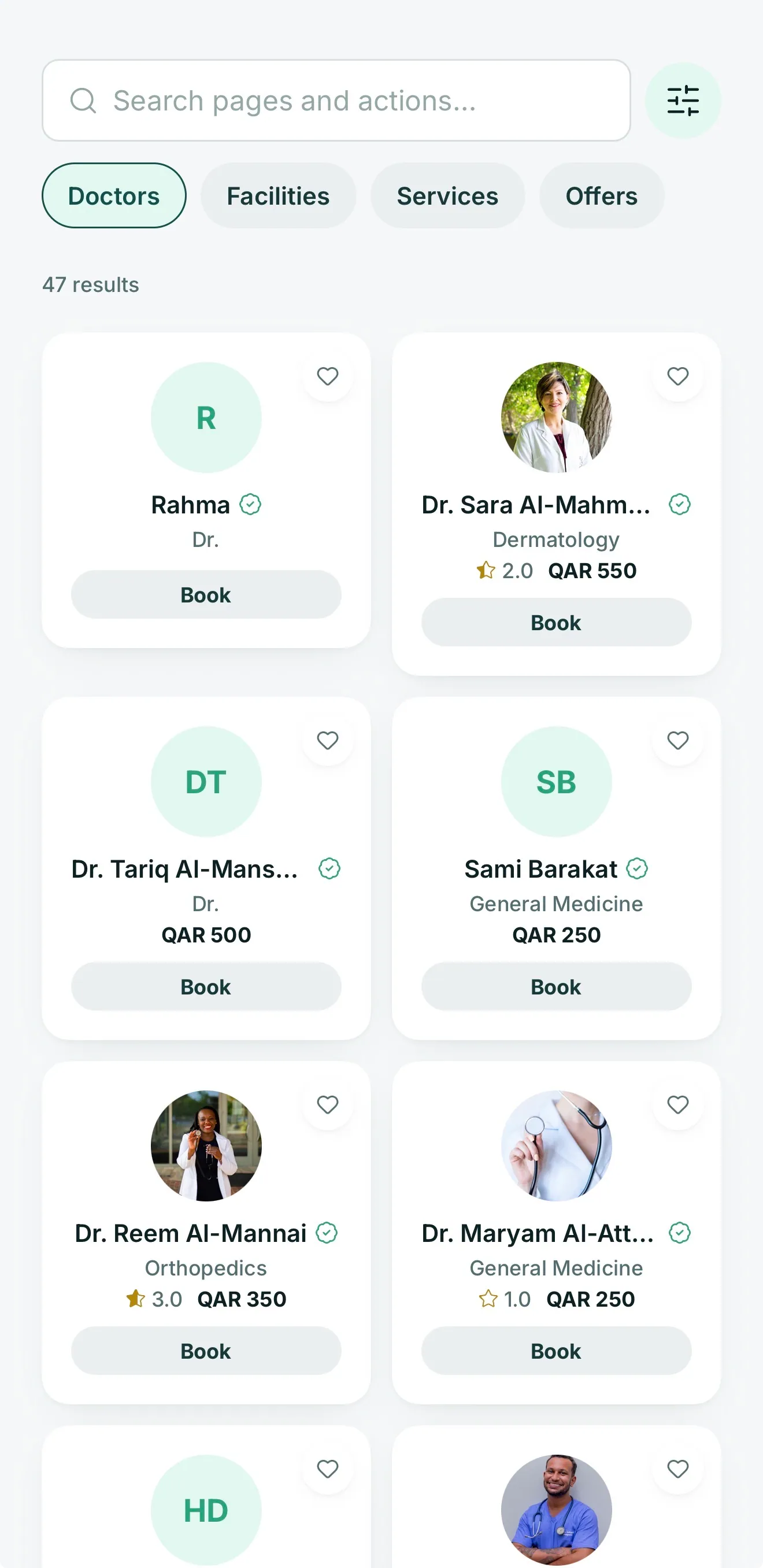 Filter and compare practitioners