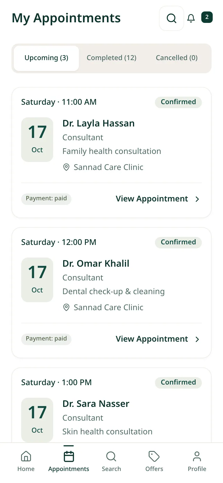 Appointment history