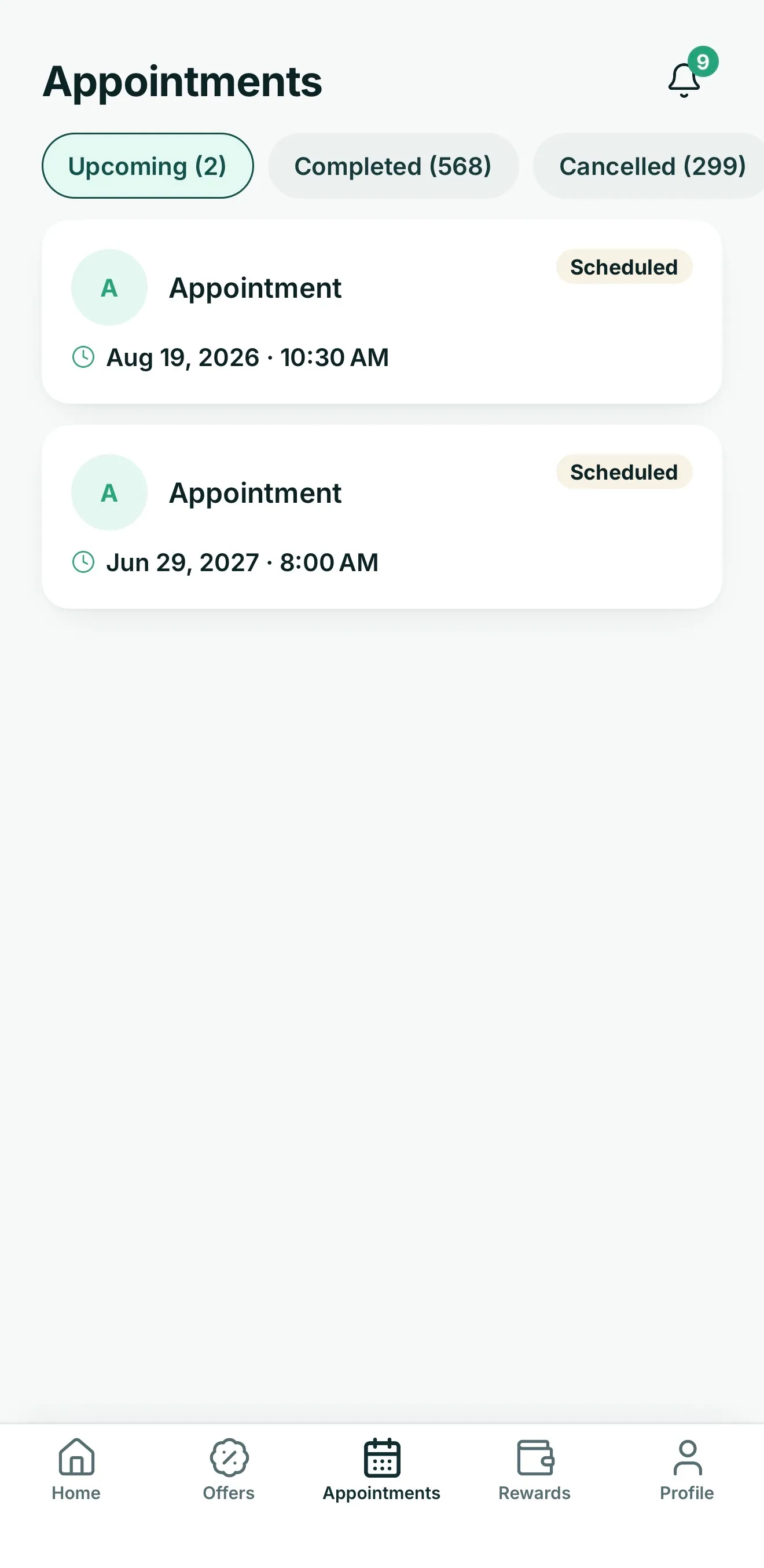 Appointment history