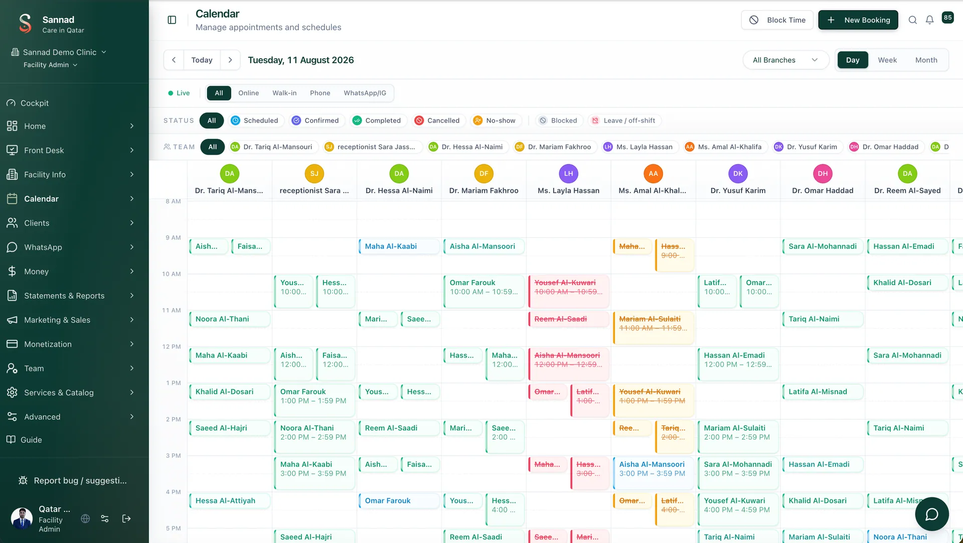 Facility team calendar