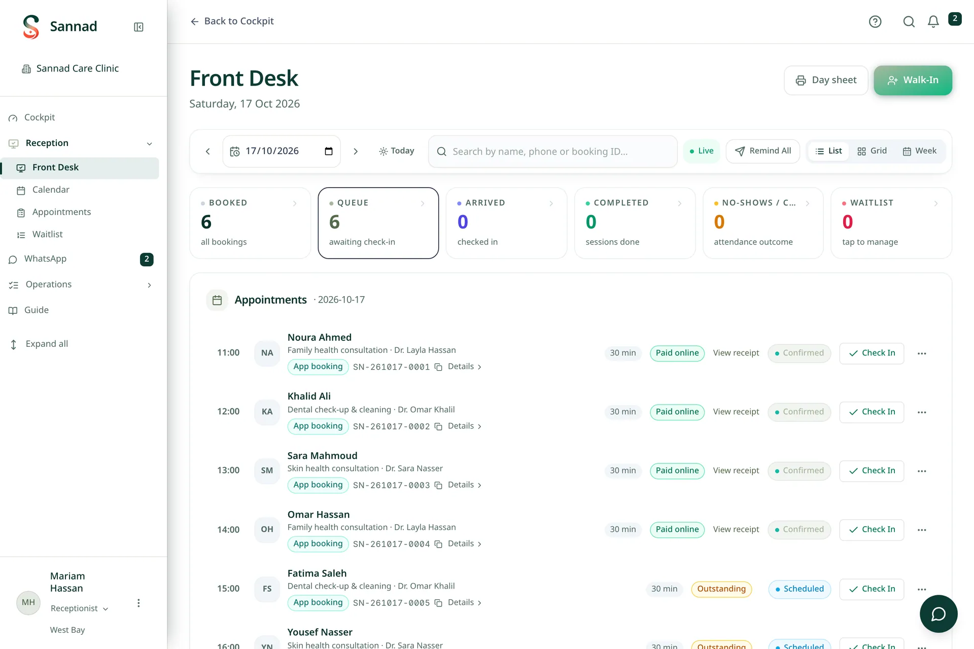 Facility portal · Front Desk
